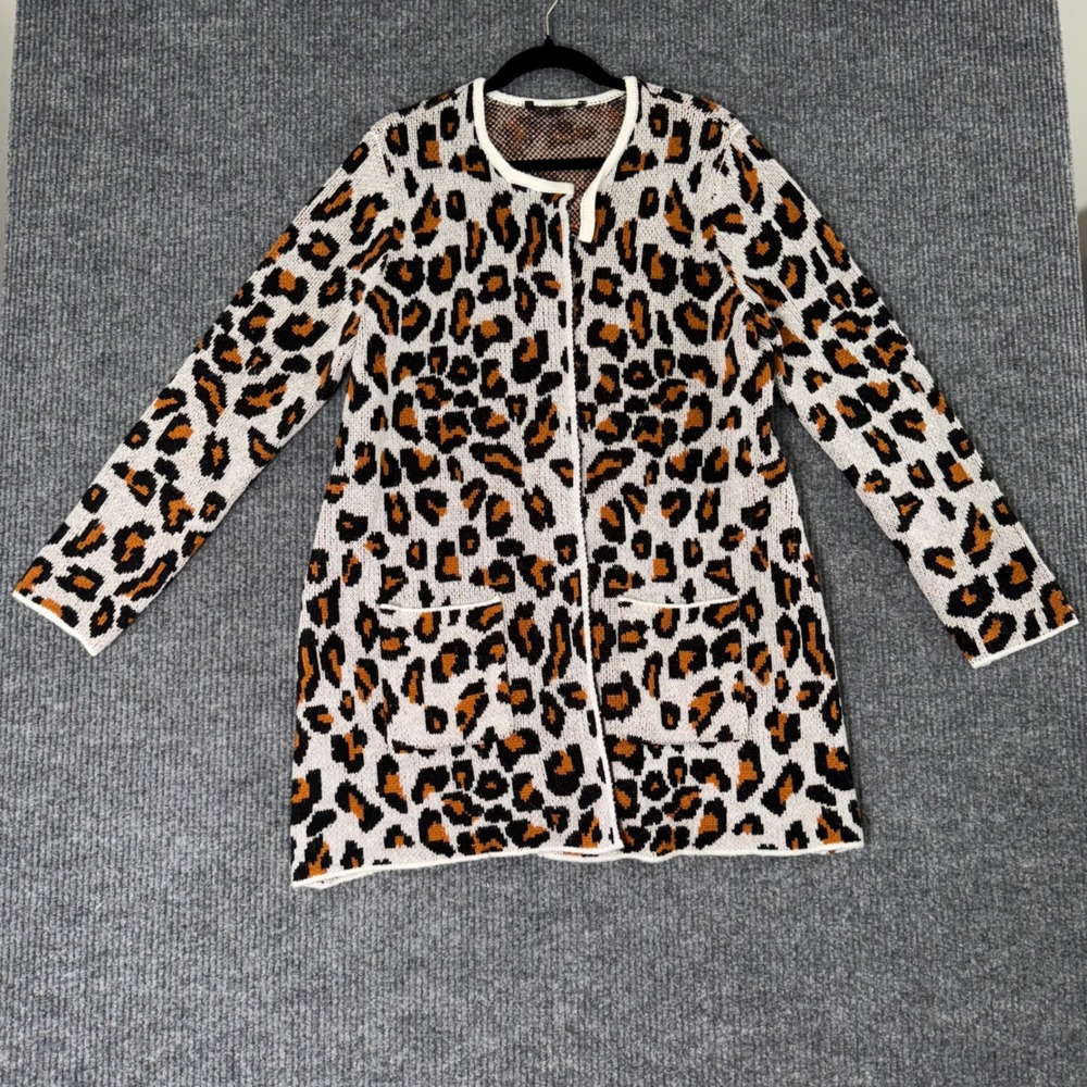 Signature Studio‎ Womens XL Leopard Cardigan Animal Print Y2K Glam Streetwear